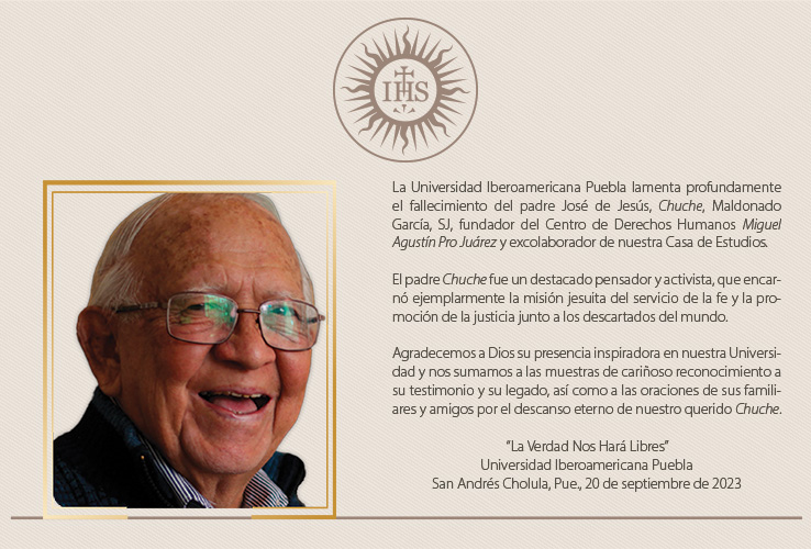 La IBERO Puebla lamenta el fallecimiento del padre José de Jesús Maldonado García, SJ, fundador del Centro de Derechos Humanos Miguel Agustín Pro Juárez.