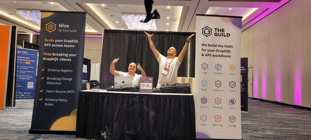 TheGuildDev's tweet photo. We are throwing away shirts!

Come by @TheGuildDev booth for some deep technical discussions and free swag! #GraphQLConf https://t.co/x9A60EGrXI