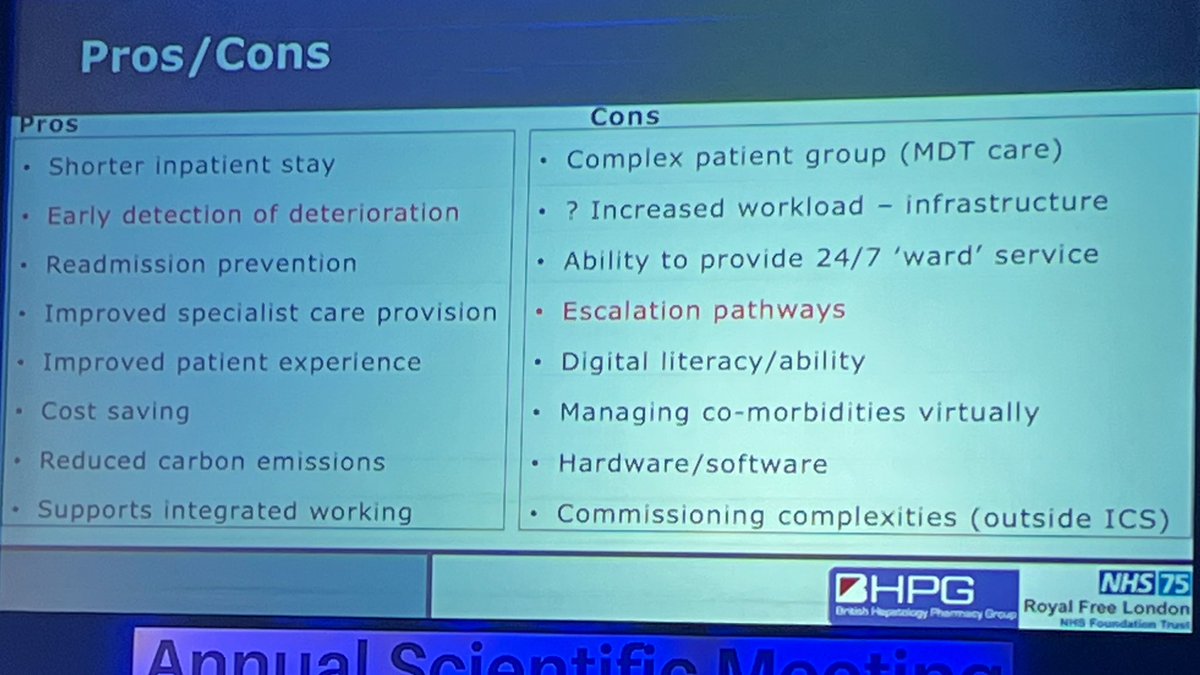 kmdrysdale's tweet photo. @fatemajessa from @RoyalFreeNHS on the pros and cons of virtual wards for people living with #liver disease.
Remote monitoring can detect deterioration early BUT clear care pathways and digital literacy are essential.
#BASL2023. https://t.co/euxEWg4uD0