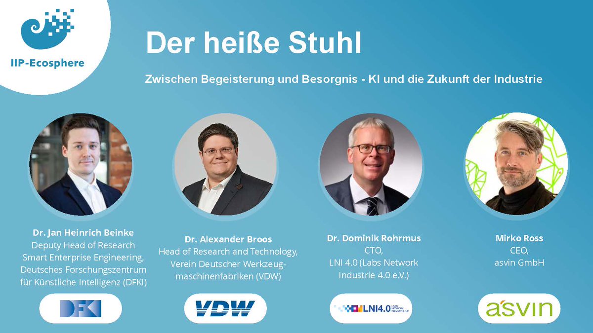 IIP-Ecosphere (@de_iipecosphere) on Twitter photo Zum Ende des dritten Tages der <a href="/EMO_HANNOVER/">EMO HANNOVER | #EMO2023</a> ein großes Dankeschön für die leidenschaftliche und kenntnisreiche Diskussion auf unserem Heißen Stuhl an Dr. Alexander Broos <a href="/VDWonline/">VDWonline</a>, Dr. Dominik Rohrmus <a href="/LNI40/">LNI 4.0</a>, <a href="/mirko_ross/">🟣 Mirko Ross 🇪🇺</a> <a href="/asvin_iot/">asvin.io</a> und Dr. Jan Heinrich Beinke <a href="/DFKI/">DFKI</a> 👏 Zum Ende des dritten Tages der <a href="/EMO_HANNOVER/">EMO HANNOVER | #EMO2023</a> ein großes Dankeschön für die leidenschaftliche und kenntnisreiche Diskussion auf unserem Heißen Stuhl an Dr. Alexander Broos <a href="/VDWonline/">VDWonline</a>, Dr. Dominik Rohrmus <a href="/LNI40/">LNI 4.0</a>, <a href="/mirko_ross/">🟣 Mirko Ross 🇪🇺</a> <a href="/asvin_iot/">asvin.io</a> und Dr. Jan Heinrich Beinke <a href="/DFKI/">DFKI</a> 👏
