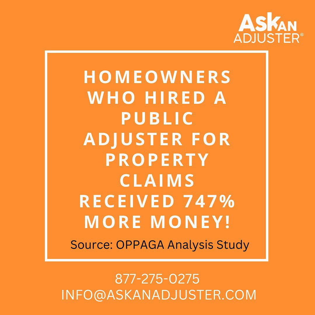 AskAnAdjusterFL's tweet photo. It pays to hire a public adjuster! 🦉
With homeowners seeing over 700% increases in their property damage claim payouts on average, can you afford not to have an expert public adjuster representing you?
#AskAnAdjuster #HurricaneSeason #PropertyClaim #OPPAGA #Hail https://t.co/KhdMuj7Bgb