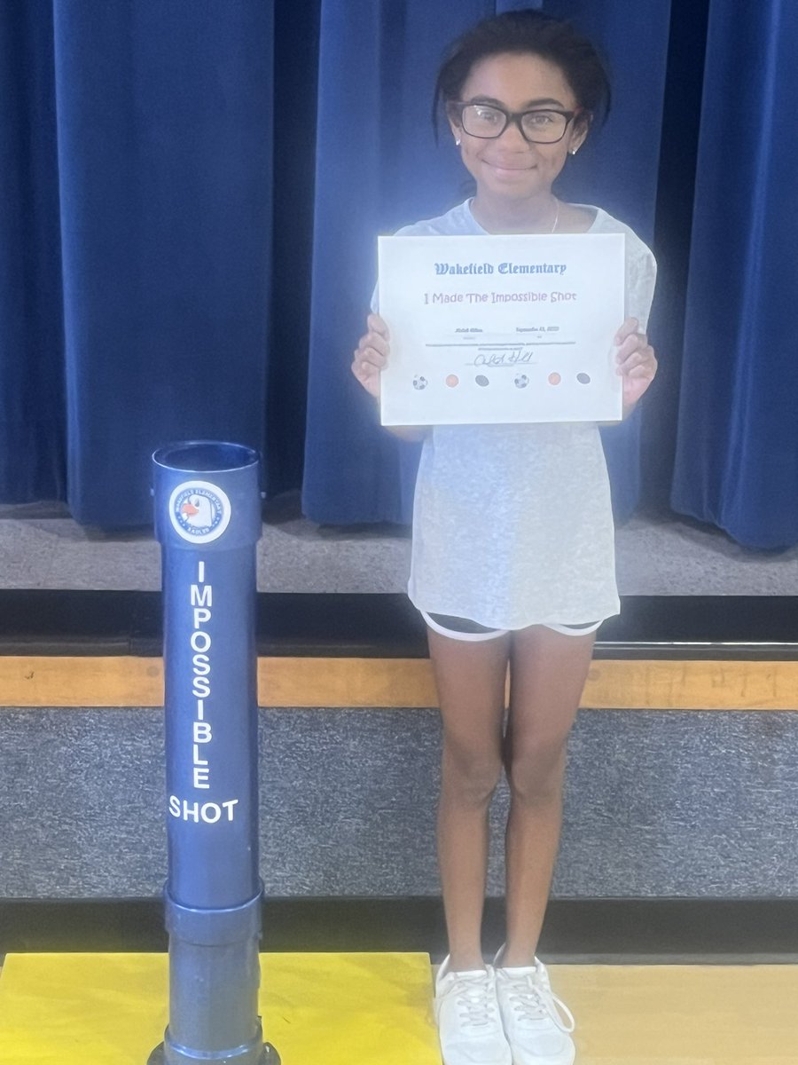 Melek Aiken is the first student to make the Impossible Shot at Wakefield Elementary!! <a href="/WakefieldStrong/">Wakefield Strong</a> <a href="/WESPTAeagles/">Wakefield Elementary PTA</a> <a href="/WakefieldES/">Wakefield Elementary</a> <a href="/WCPSS/">Wake County Public School System</a>