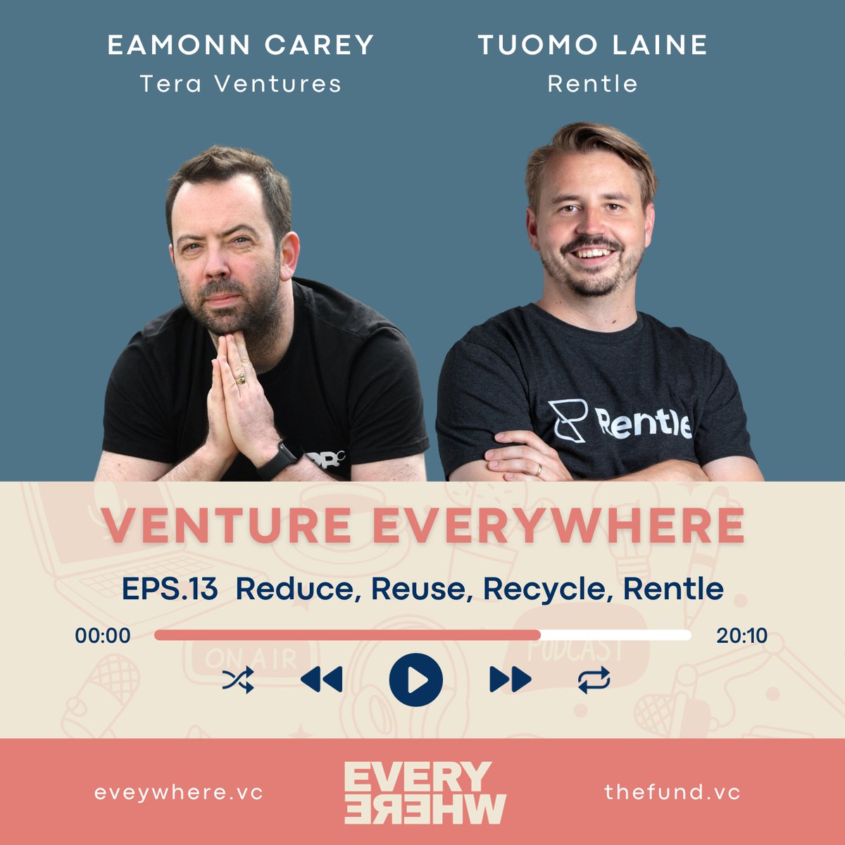 Everywhere Ventures (@everywherevc) on Twitter photo 🎙️ON AIR: Venture Everywhere #podcast EPS 13 with @OneTuomoLaine & <a href="/eamonncarey/">Eamonn Carey</a>! ♻️ with @RentleOfficial
🎧Listen on:
🍎Apple: tinyurl.com/yhn3ppb7
💚Spotify: tinyurl.com/3s7u4fsf
🗒️You can find the #transcript to all of our episodes on Substack: tinyurl.com/485585mu 🎙️ON AIR: Venture Everywhere #podcast EPS 13 with @OneTuomoLaine & <a href="/eamonncarey/">Eamonn Carey</a>! ♻️ with @RentleOfficial
🎧Listen on:
🍎Apple: tinyurl.com/yhn3ppb7
💚Spotify: tinyurl.com/3s7u4fsf
🗒️You can find the #transcript to all of our episodes on Substack: tinyurl.com/485585mu