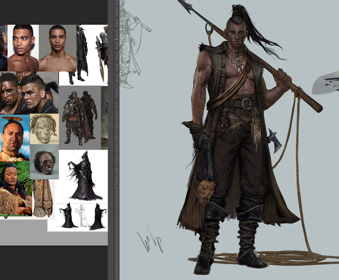 Recently I decided to find time to draw again, not just for work. As a big fan of marine themes, rereading Moby Dick, I decided to draw characters based on this book. Not directly, for sure, but let’s say a little in a free interpretation. so my lovely Queequeg, still wip: