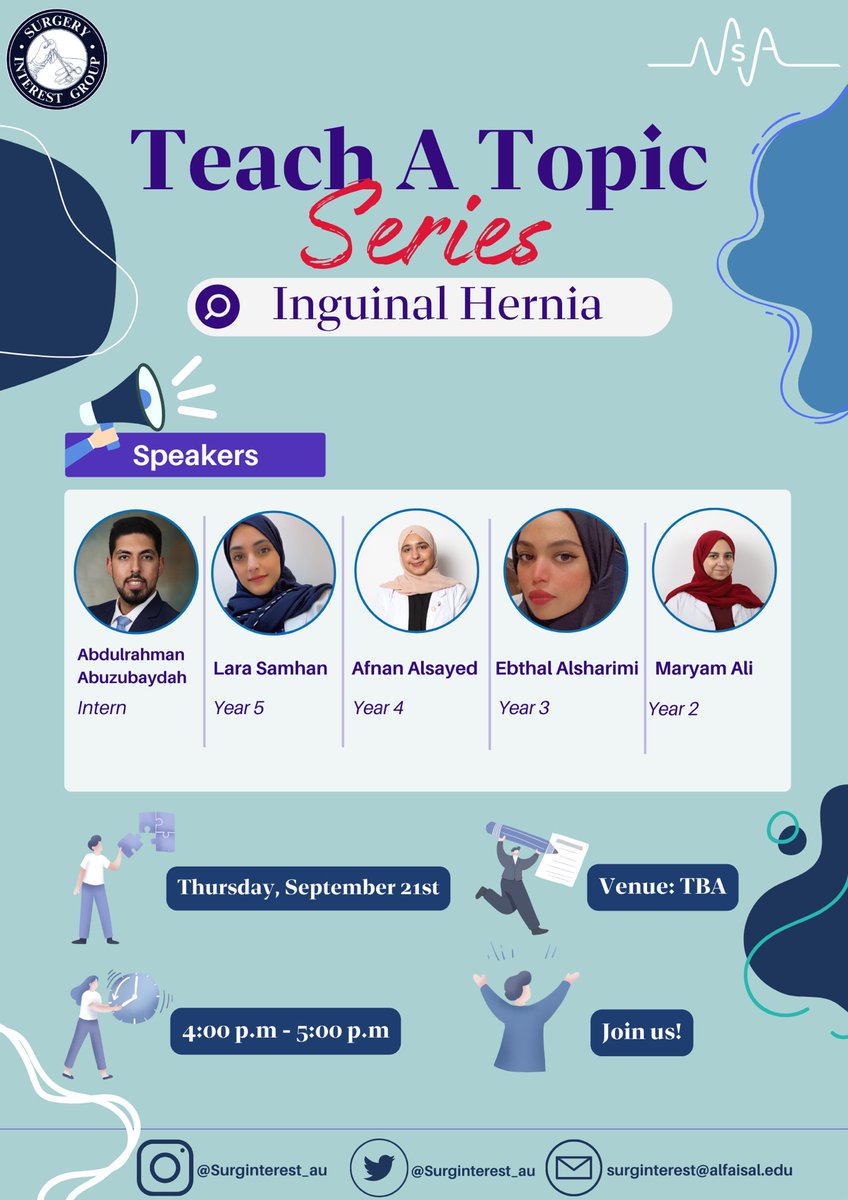 SurgInterestAU's tweet photo. We welcome you all to join us to SIG’s first ever ToT session where our distinguished members dissect INGUINAL HERNIAs. Food and Drinks available🍩☕️! https://t.co/atDiBM4z7y