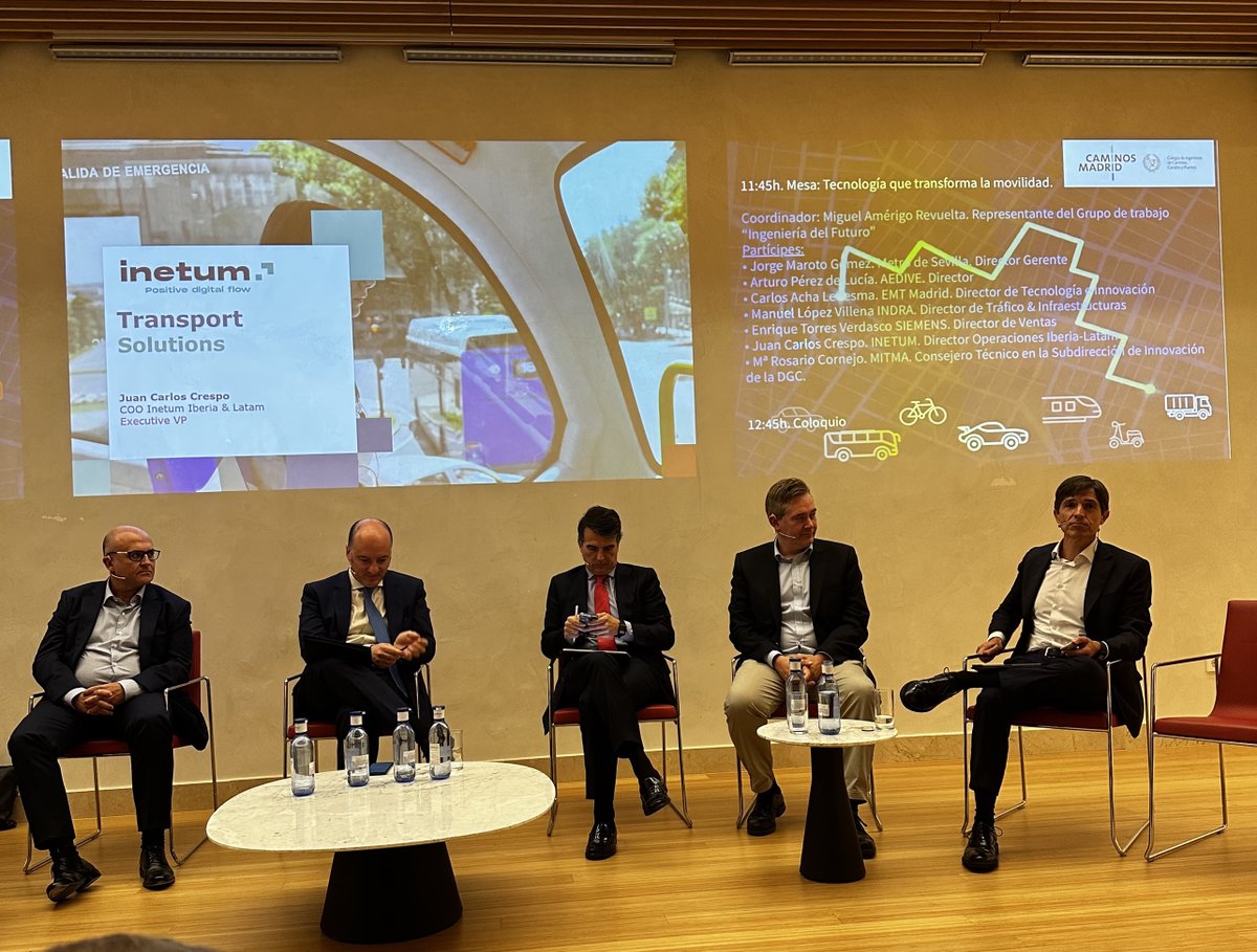 inetum_es's tweet photo. Jornada 'El futuro de la movilidad sostenible' del @Colegiocaminos.
➡ @Inetum_es en la mesa: Tecnología que transforma la movilidad.
➡ Experiencia con nuestra solución #liveMobility, centrada en el ciudadano, para una #movilidad sostenible.
#SemanadelaMovilidad #transporte https://t.co/eyY4kGkkLb