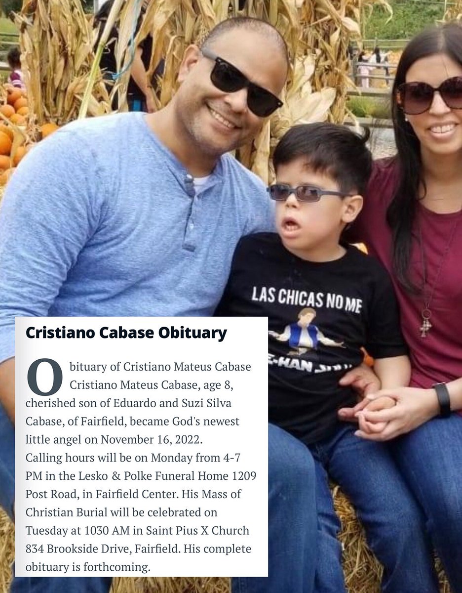 JonelessHomes's tweet photo. Cristiano Mateus Cabase (8)💉🪦
#OneDose #DiedSuddenly (Nov. 2022) 🇺🇸 Connecticut
Christiano suffered with multiple health challenges.
He received the “experimental” vaccine in April of 2021.
He was found dead on November 16, 2022.
R.I.P. 🙏
https://t.co/DUDjlHoPrY https://t.co/FdIkBrq5wd
