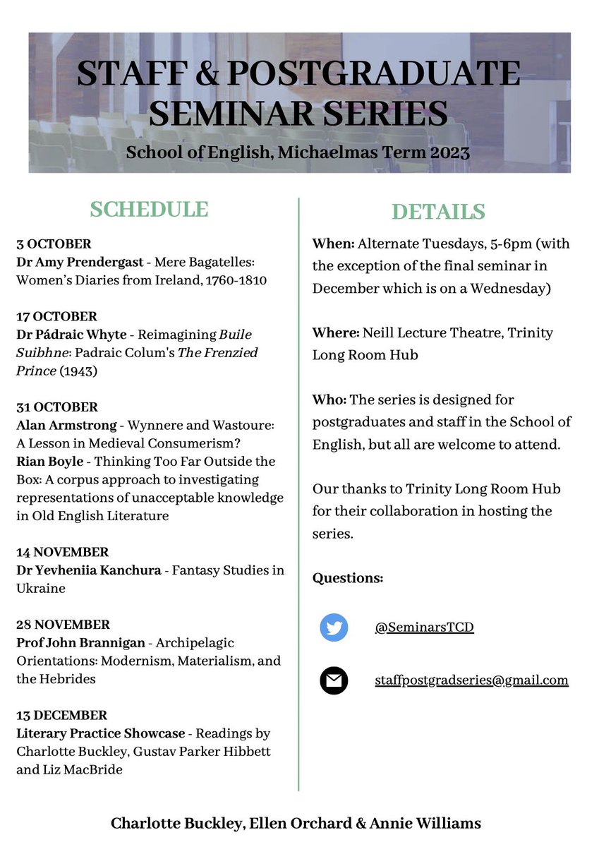 Staff-Postgraduate Seminar Series 2023-4 tweet media