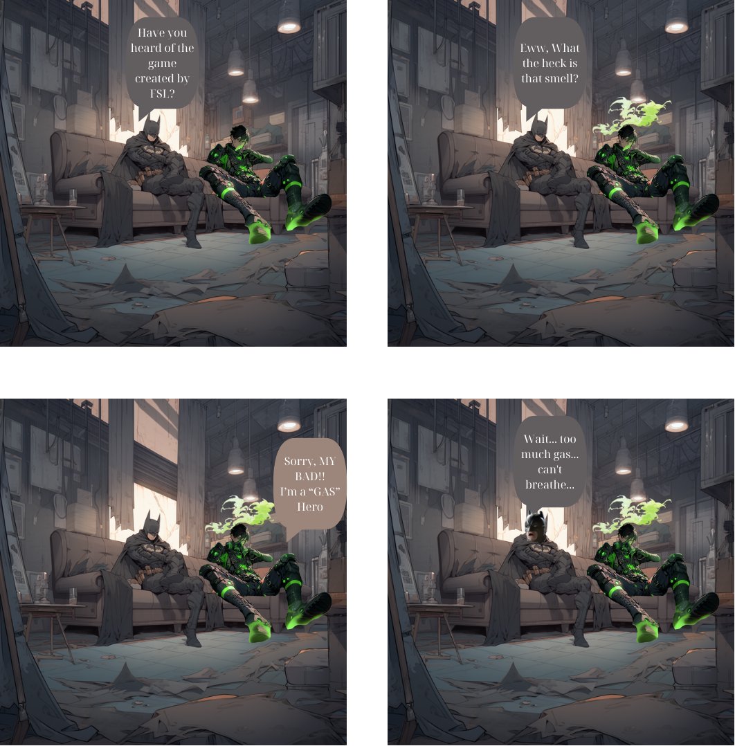 mon88888_'s tweet photo. @GasHeroOfficial @Stepnofficial Batman: Have you heard of the game created by FSL? Batman: Eww, What the heck is that smell? Gas Hero: Sorry, MY BAD!! I’m a “GAS” Hero Batman: Wait... too much gas... can't breathe...
@GasHeroOfficial
@johnnyL37020770
@yawn_rong
@CioSilv
@shenfeng842
#GasHero #GasHeroVsBatman https://t.co/u6tkZIdJAO