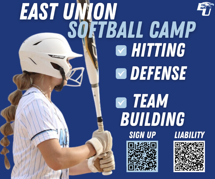 East Union Softball (@eastunionsb) on Twitter photo Don't forget to sign up for our youth camp!
🗓December 30, 2023
🕠11am-1pm (4-5), 2pm-4pm (6-8)
💵$50 Admission
📍Elementary Gym, East Union Schools
❔Fundraiser for EU HS SB! We are wanting to purchase new equipment with the funds.
We can't wait to work with you!!🦅🥎 Don't forget to sign up for our youth camp!
🗓December 30, 2023
🕠11am-1pm (4-5), 2pm-4pm (6-8)
💵$50 Admission
📍Elementary Gym, East Union Schools
❔Fundraiser for EU HS SB! We are wanting to purchase new equipment with the funds.
We can't wait to work with you!!🦅🥎