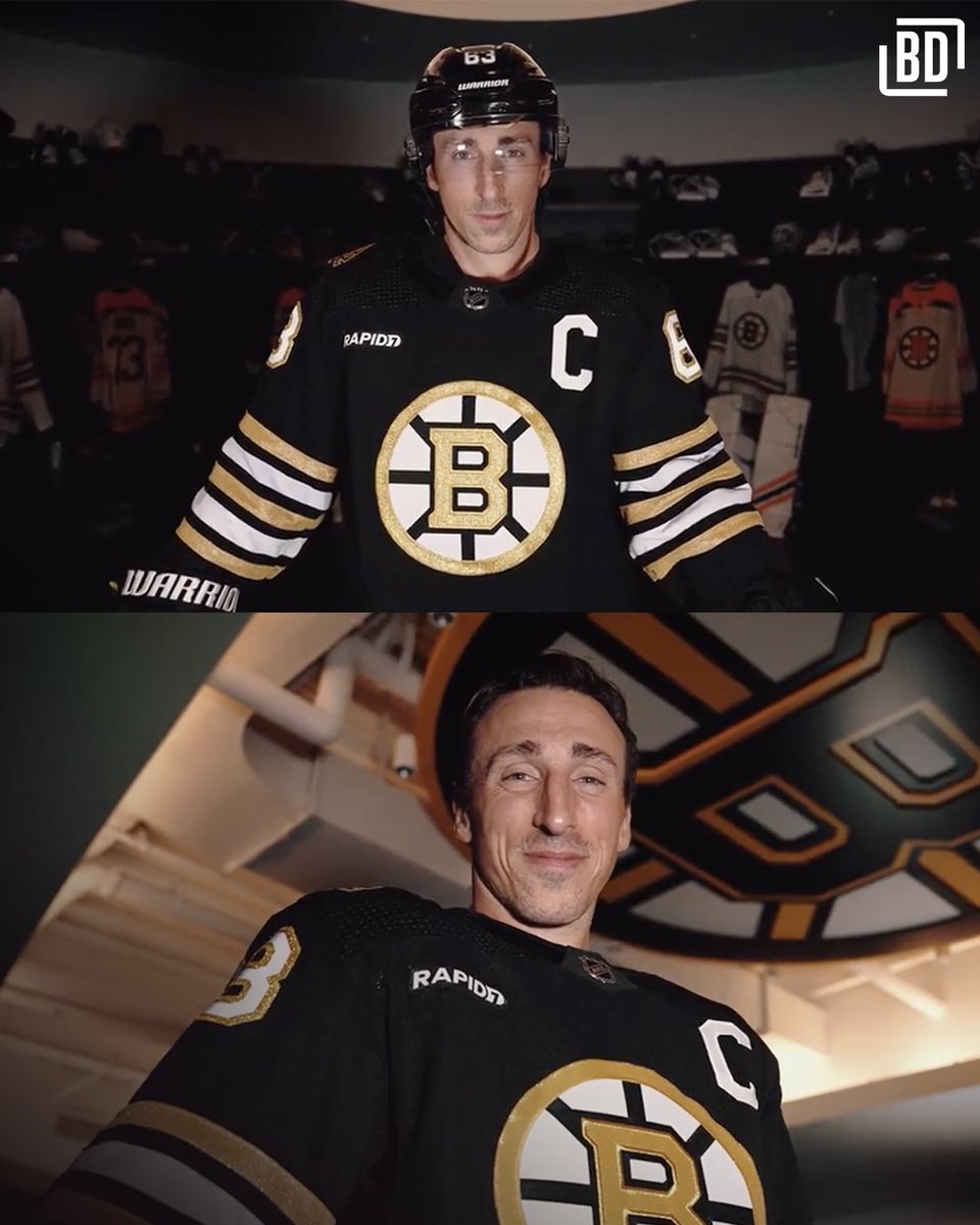 BarDown's tweet photo. First look at Brad Marchand wearing the C for the Bruins 👀

(via @NHLBruins) https://t.co/dWTaqP7DxC