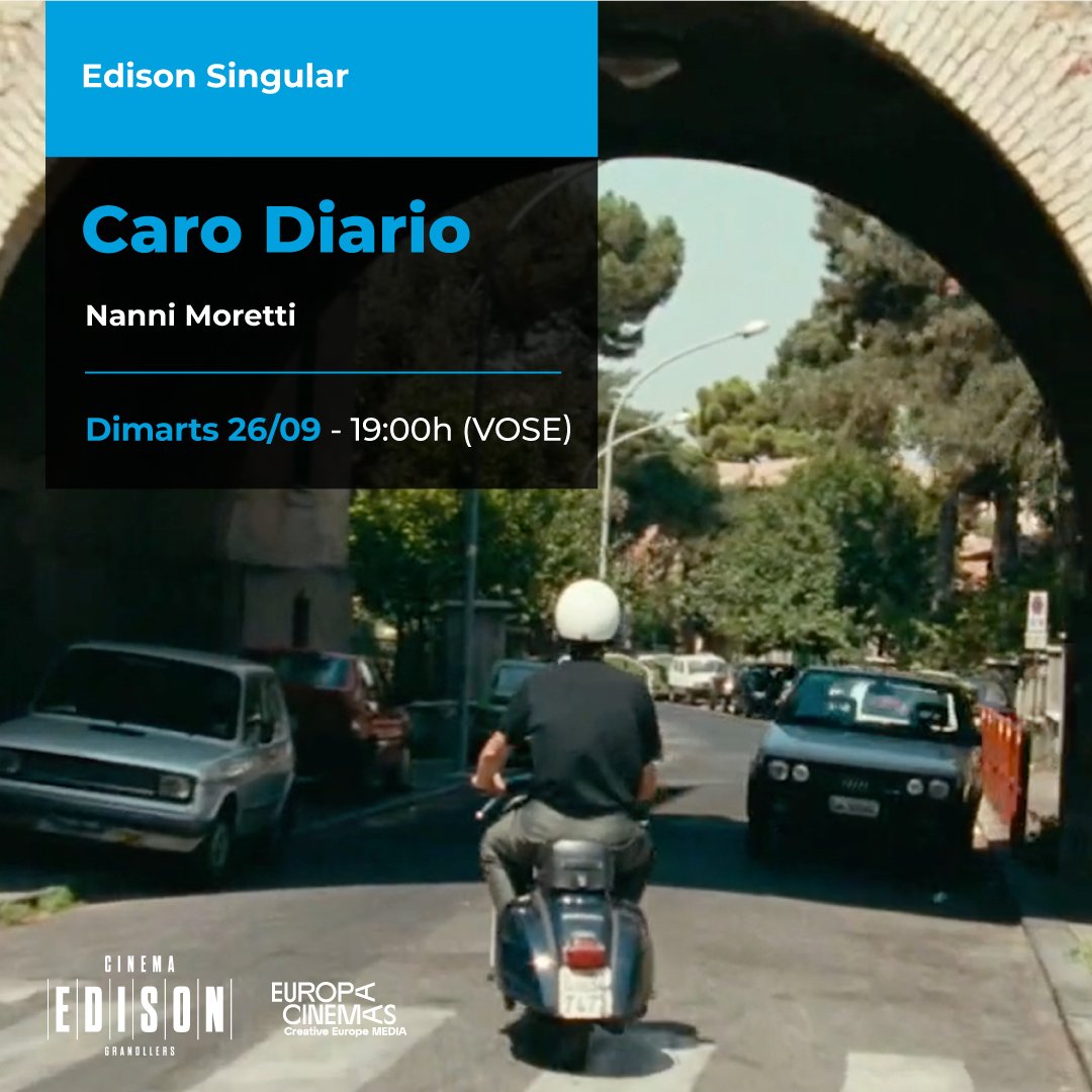 edisoncinema's tweet photo. 🛵💥 Sorpresa! Acollim una nova sessió de #NanniMoretti al #CinemaEdison!
🎬✍️ Caro diario #EdisonAcull
🗓 Dimarts 26/09 a les 19h (VOSE)
🔗 Més informació i entrades a https://t.co/CM7K4z1lzl
#Granollers #Cinema #EdisonAcull #Carodiario #Italia https://t.co/flIHlaFP4l