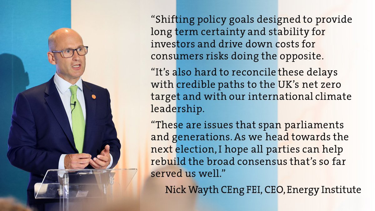 "Shifting policy goals designed to provide long term certainty and stability for investors and drive down costs for consumers risks doing the opposite."
EI CEO @nick_wayth reacts to UK Govt going slow on key #energy and #climatechange policies: