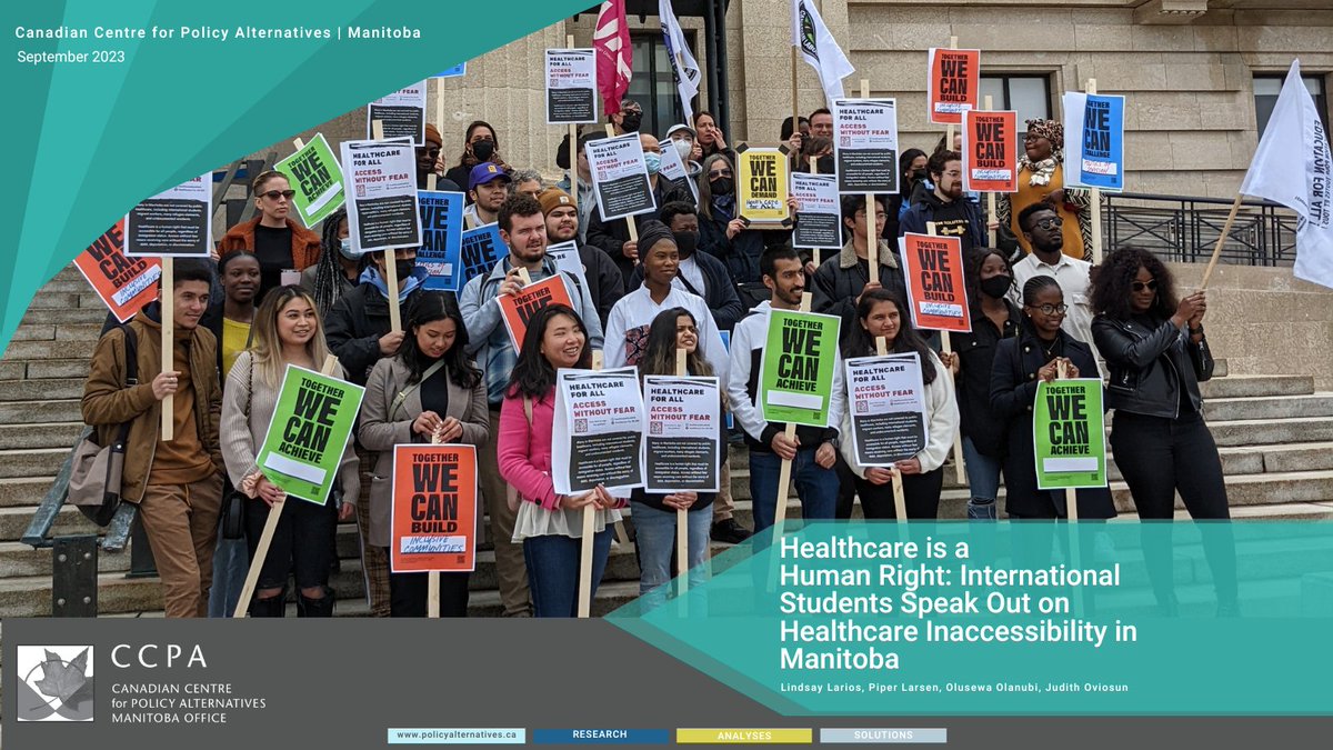 A new report “Healthcare is a human right: International students speak out on healthcare inaccessibility in Manitoba” documents the significant barriers to healthcare for international students.

Read more at policyfix.ca/2023/09/20/hea….

#mbpoli #MBelxn23