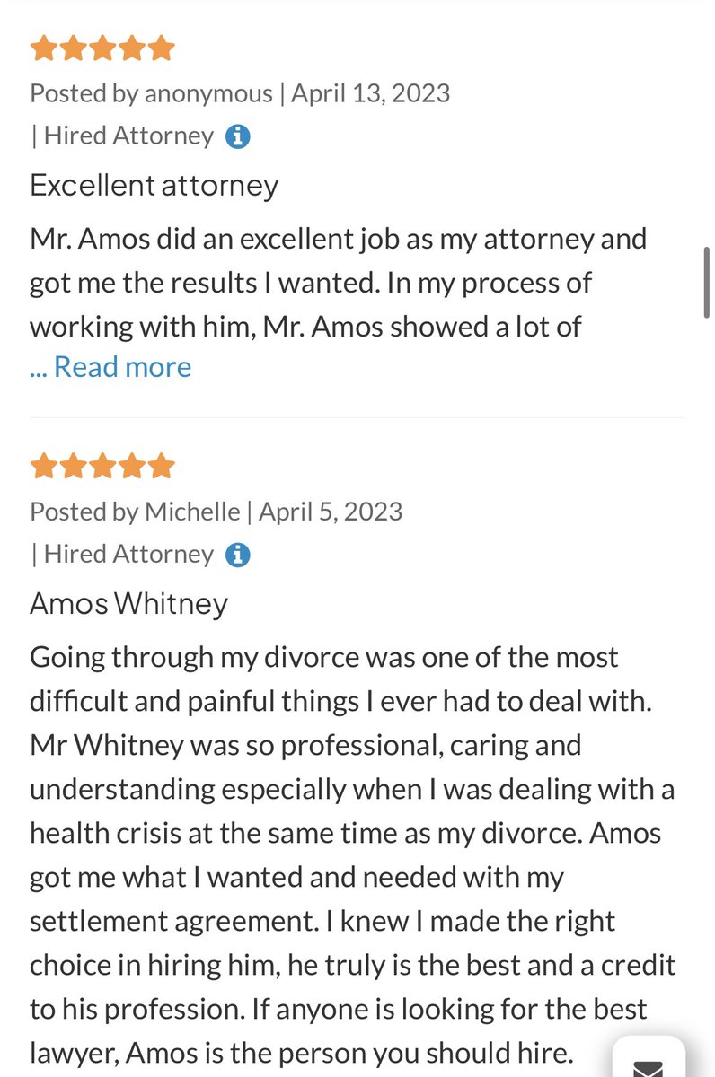 AmosMWhitney's tweet photo. Is this thing on? 🎤🎤🎤

A bunch of (but not all) ⭐️⭐️⭐️⭐️⭐️ reviews from 2023!!

#Divorce #childcustody #childsupport #alimony https://t.co/NmBDZdMYbz