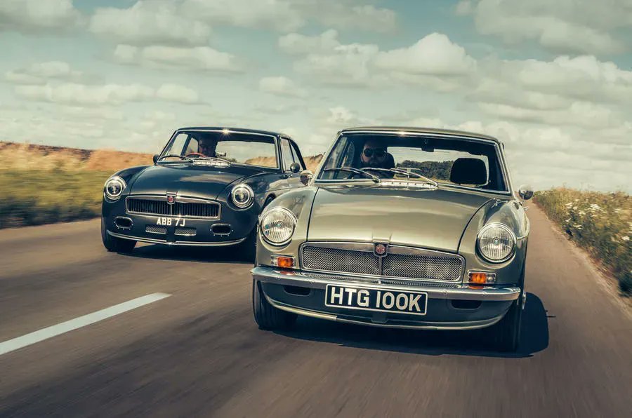 autocar's tweet photo. MGB restomod specialist Frontline Cars has re-launched with a pair of bespoke sports cars based on the historic GT 😍 One features a 375bhp 4.8-litre Rover V8, while the other is an EV https://t.co/QLHxdgeRcJ https://t.co/rHXscGeRac