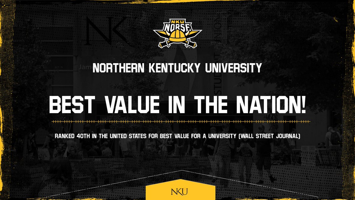 NKUNorse's tweet photo. 𝗕𝗘𝗦𝗧 𝗩𝗔𝗟𝗨𝗘 in the 𝗡𝗔𝗧𝗜𝗢𝗡‼️

NKU was named one of the top universities in the country for exceptional value by @WSJ

NKU was also the only public university in the 𝗥𝗘𝗚𝗜𝗢𝗡 + 𝗦𝗧𝗔𝗧𝗘 that made the Top-100 👀

📰 - https://t.co/M14PC8sGqv

@nkuedu | #NorseUp https://t.co/IMNBHa9yR8