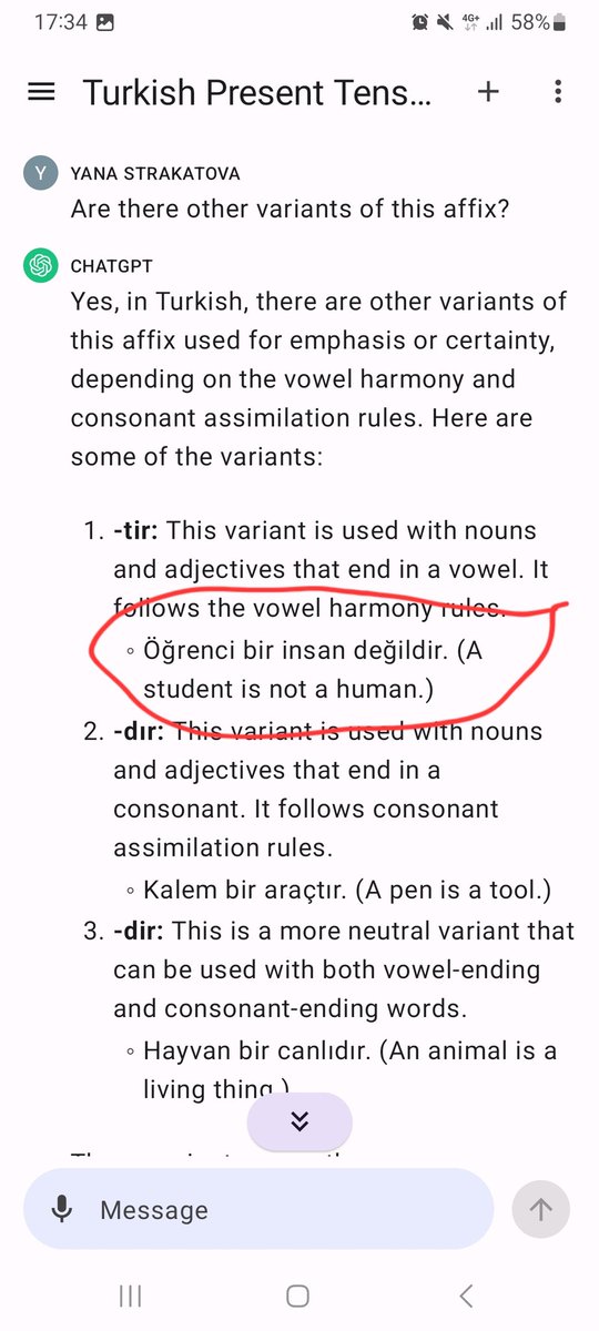 ya_stra's tweet photo. Is chatgpt trying to be funny  or just reflecting bitter reality? (Ignore that all the examples are incorrect and don't fit the rules that chatgpt is trying to explain) #chatgpt #PhD #students https://t.co/8qKmiH16Dd