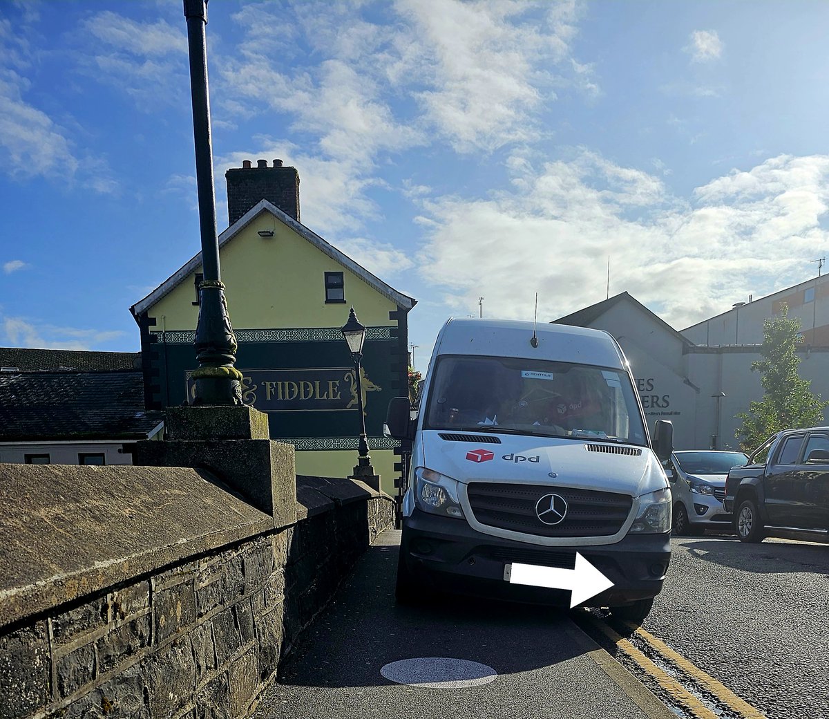 castleDD's tweet photo. Hi @DPDCare 

Can you ask your drivers not to park on footpaths? Disabled people have rights too.

#DisabilityTwitter #Disabled #Disability #Omagh https://t.co/X6HmdxSSsh