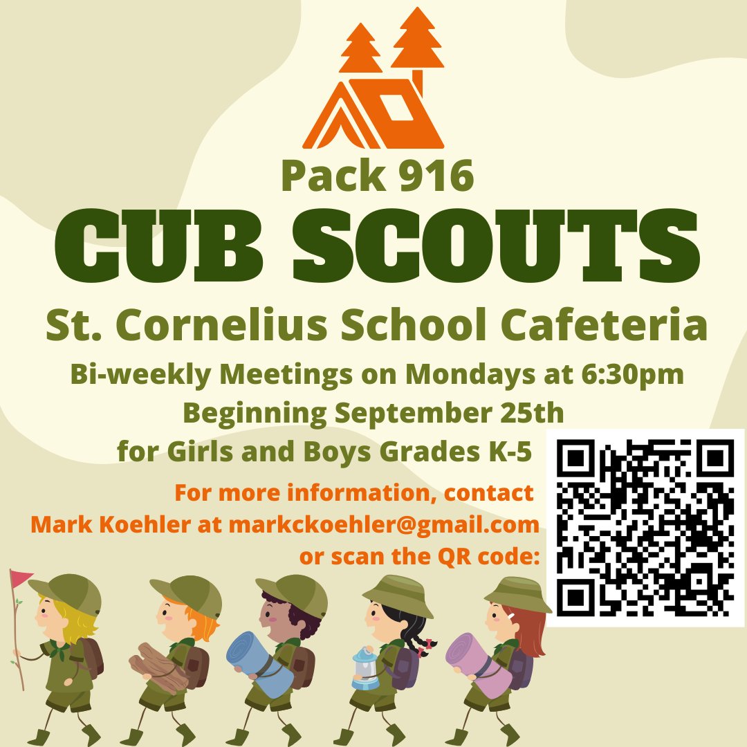 Are you looking for a fun and educational experience for your child? We're excited to help spread the word that the Boy Scouts and Cub Scouts are now welcoming new members! See the attached flyers to learn more.