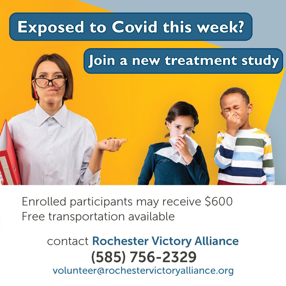 If you've been in contact with a friend, family member, or coworker who *currently* has COVID, you may be eligible to join a new oral medication study.  More at bit.ly/RVAstudies
#ROC #rochesterNY #URMC