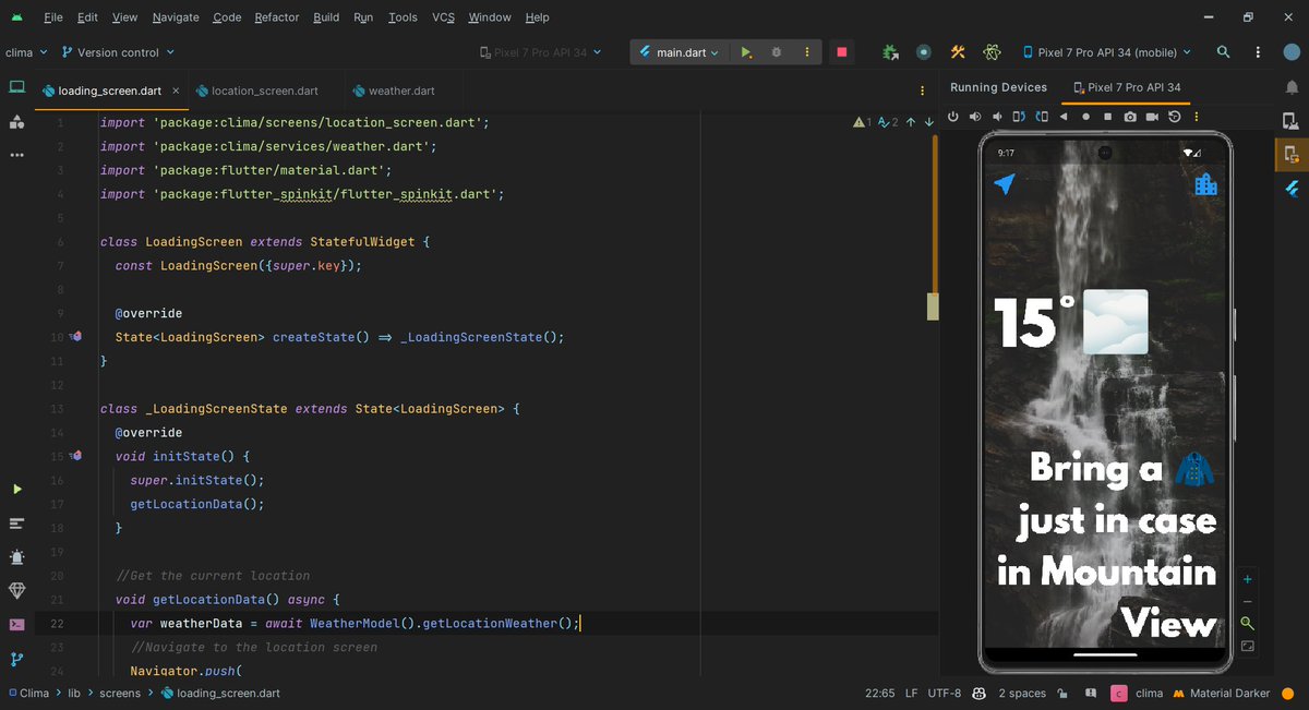 A_Harsh97's tweet photo. #100DaysOfCode Day 37 🚀
I made a page today that shows weather information based on the location of the device. For this objective, I used navigation and sent data from one page to another. https://t.co/1NrLZuGzgW