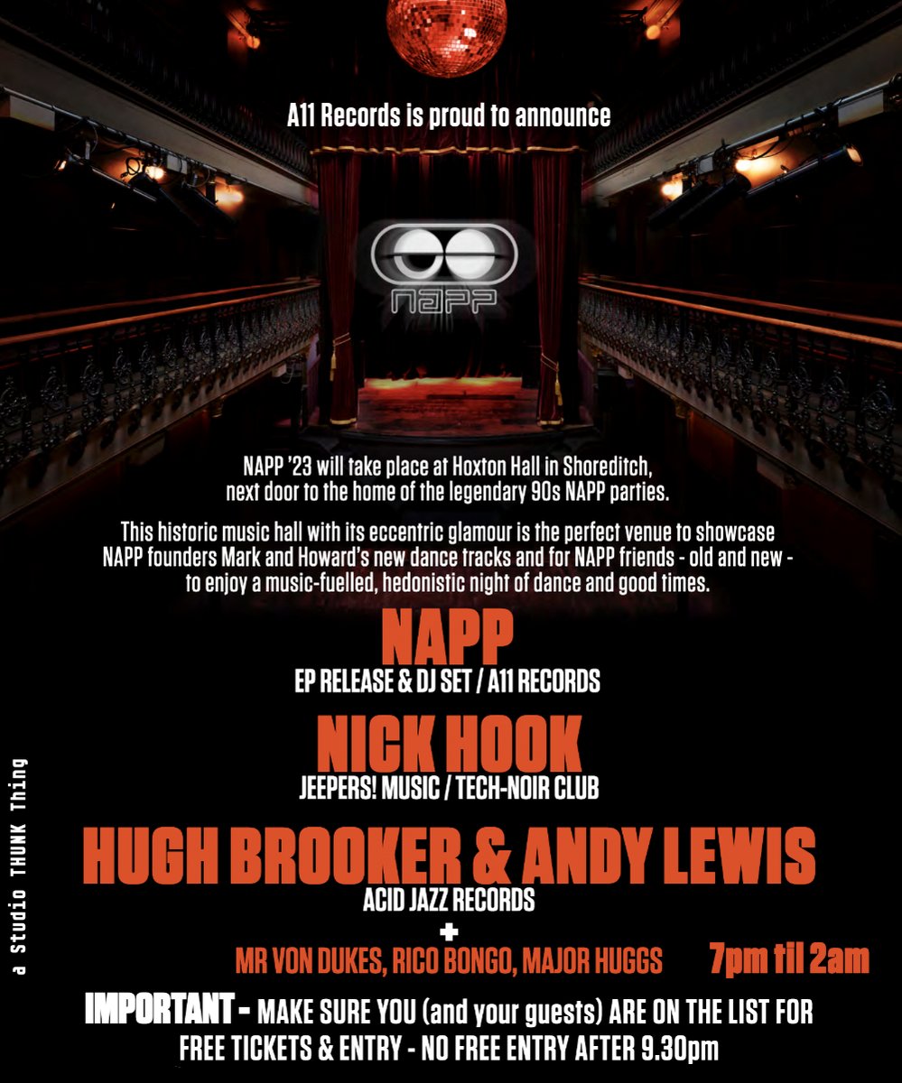 DJNickHook's tweet photo. Looking forward to DJing at NAPP '23 at @HoxtonHall in Shoreditch this Saturday.
Dancing and good times with old friends - sounds good to me.
I'll be playing alongside a top DJ line-up - I'm on around midnight till 2am.
See you on the dance floor.
#HouseMusic #NAPP #NickHook https://t.co/kuJIvKyold