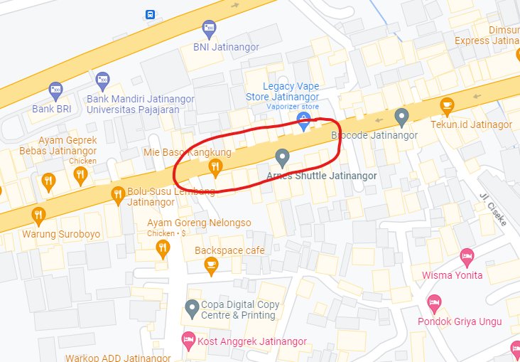 darsuas's tweet image. ⚠️ HATI-HATI JALAN SENDIRI AT NIGHT ⚠️
jadi tadi gue lagi jalan kaki sendirian otw balik ke kos, di daerah sekitar sini (lihat gambar) ada bapak-bapak minta tolong ke gue nanyain directions buat ke tasik(?).