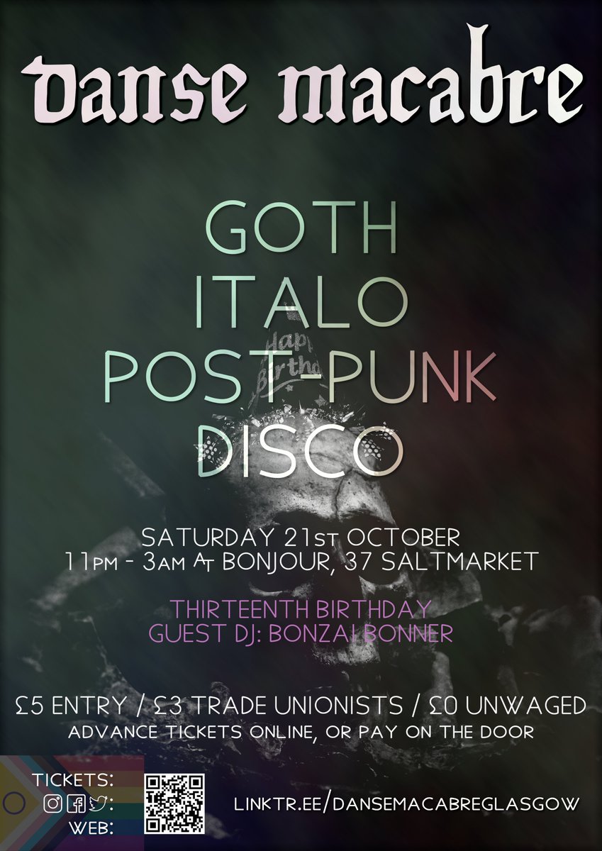 We have somehow made it to thirteen years. You should come dance with us about it.

Tickets: buytickets.at/dansemacabre
FB event: facebook.com/events/8248647…