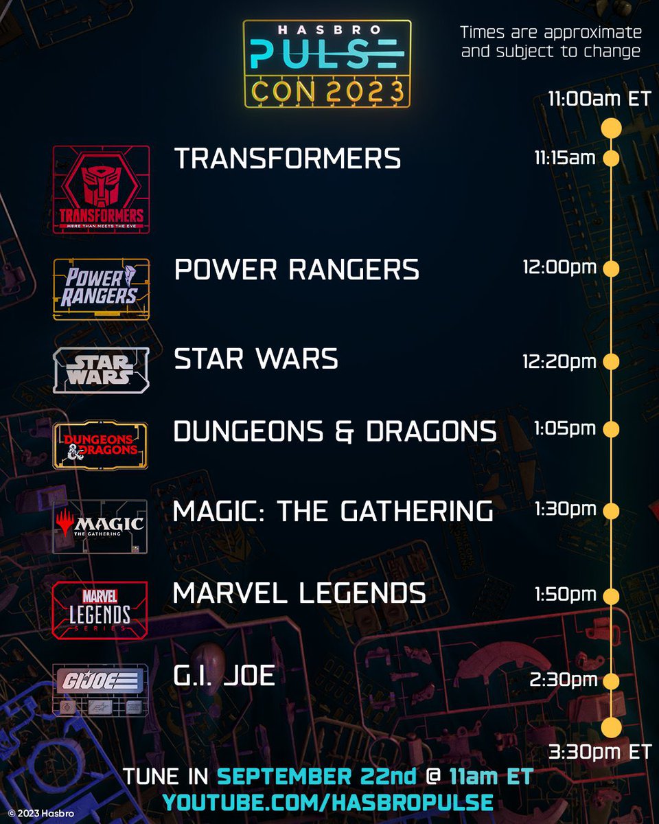 frikipolis's tweet image. ¡Los horarios de la #hasbropulsecon2023 para el viernes! 

Los paso a hora de aquí y os lo pongo! #hasbro #pulsecon2023