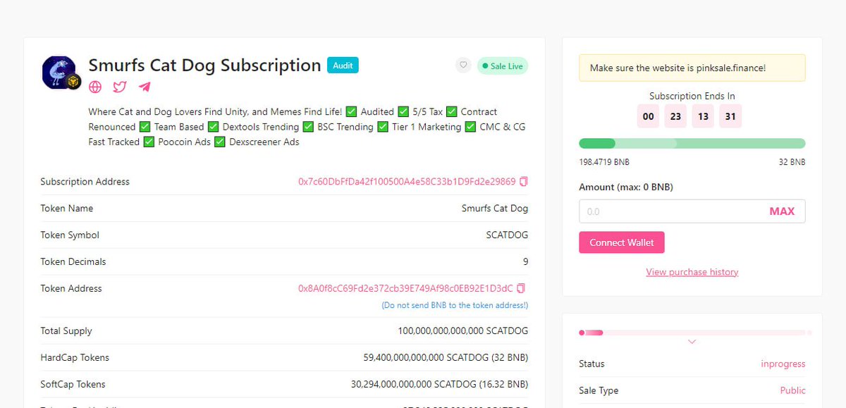 smurfcatdog's tweet photo. 198 BNB ON THE POOL RIGHT NOW! 

$SCATDOG will be the new meta.

whales are looking for this 💎

🌸 Buy now on:

https://t.co/0jakDPry1z

#SmurfCat #fine #smurfcatdog https://t.co/iS1mJFX0rc