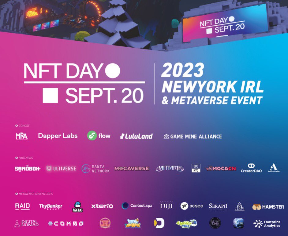 Happy International NFT Day!Let's find <a href="/30sec_yet/">30sec</a> in the 2023 Metaverse Event in LuluLandWorld in the Sandbox, and celebrate 20th September, the 6th anniversary of the ERC-721 paper published and its first recorded use of the term NFT!Join the map here: