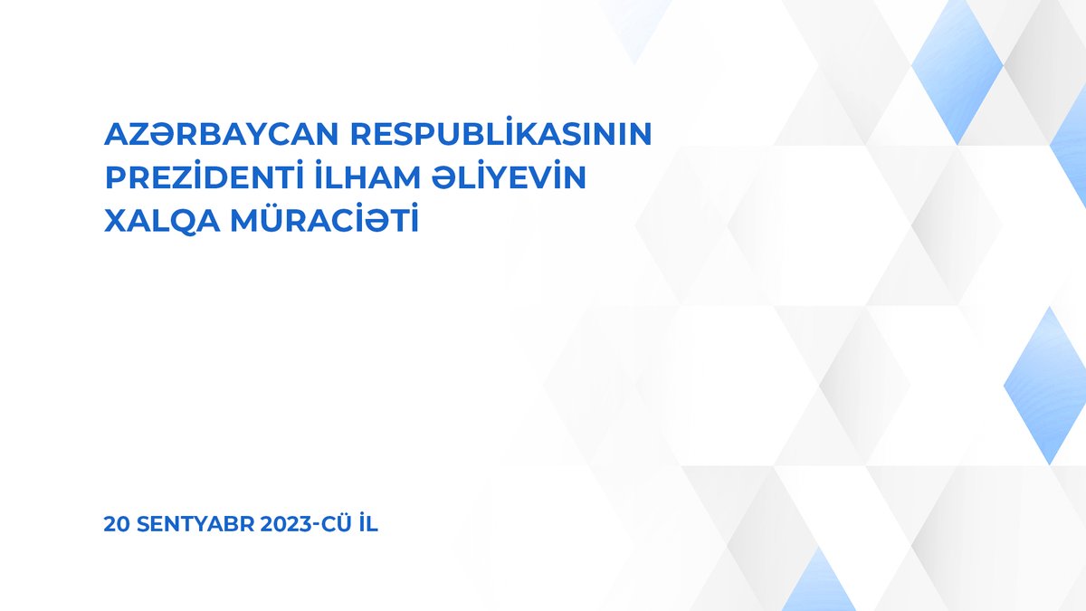 azpresident's tweet photo. Azərbaycan Respublikasının Prezidenti İlham Əliyevin xalqa müraciəti.
https://t.co/TM4PJ6l7Jh https://t.co/x2w0ggzFUT