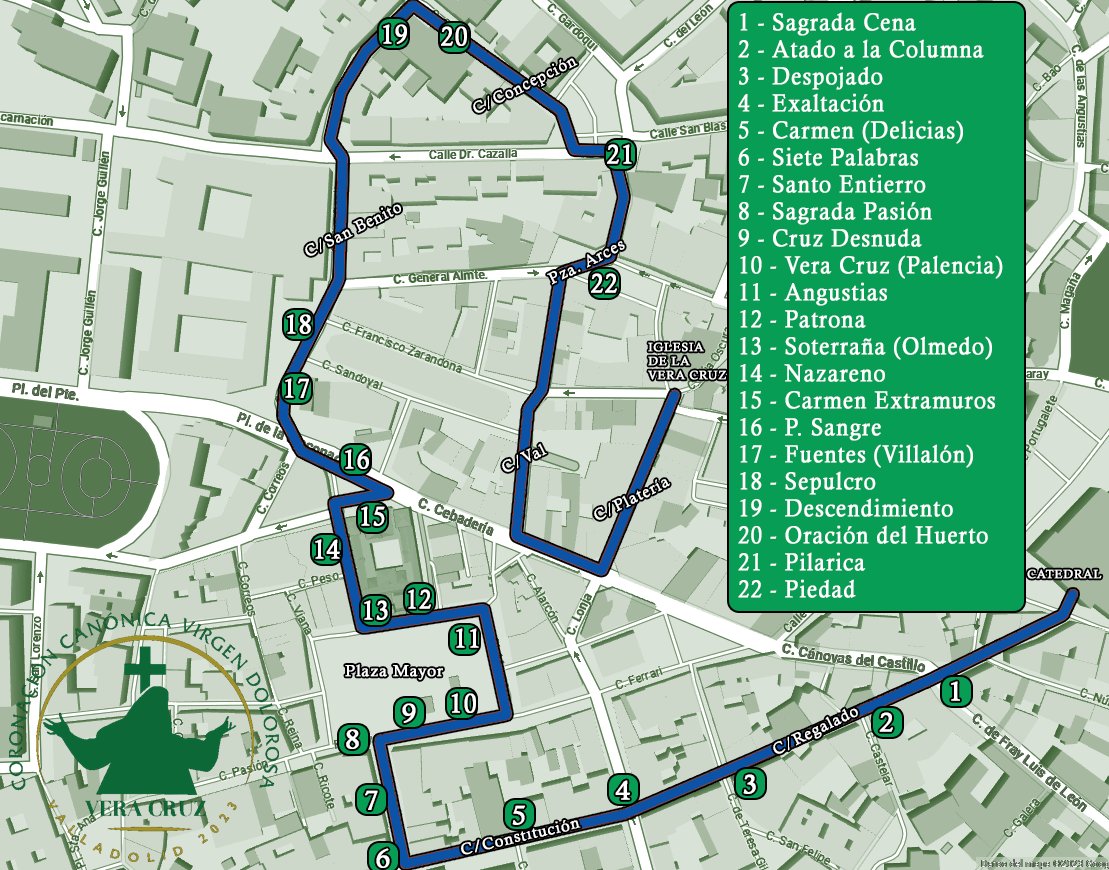 🔴ÚLTIMA HORA
Cambios en la ubicación de los altares de <a href="/angustiasva/">Cofradía de las Angustias</a> <a href="/PatronaVa/">Ntra. Sra. de San Lorenzo</a> y #Soterraña (Olmedo) en la Plaza Mayor.
Consulta las nuevas ubicaciones en el plano o en el especial #CoronacionDoloresVLL de ValladolidCofrade

🔗valladolidcofrade.com/especiales3-4/…