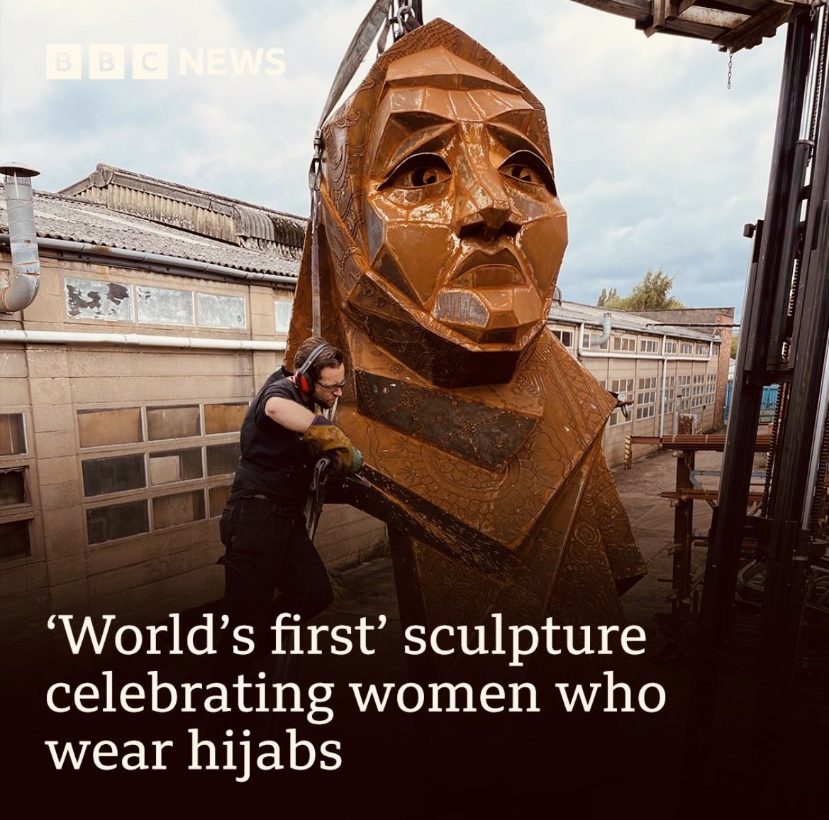 SafaiDarya's tweet photo. Why is the symbol of discrimination and oppression of women glorified in the West under the guise of "inclusive society"?

Next month, a new statue, reportedly the world's first of its kind, will be unveiled in a setting near Birmingham, UK, in honour of women who wear the hijab.

The five-metre-high statue, created by Luke Perry, is called "the strength of #hijab “.
Not only is it unacceptable, it is truly dangerous for the future.
The glorification of this kind of "chastity clothing" for a woman undermines the struggle for women's emancipation and self-determination and is counterproductive for women's rights and progress.