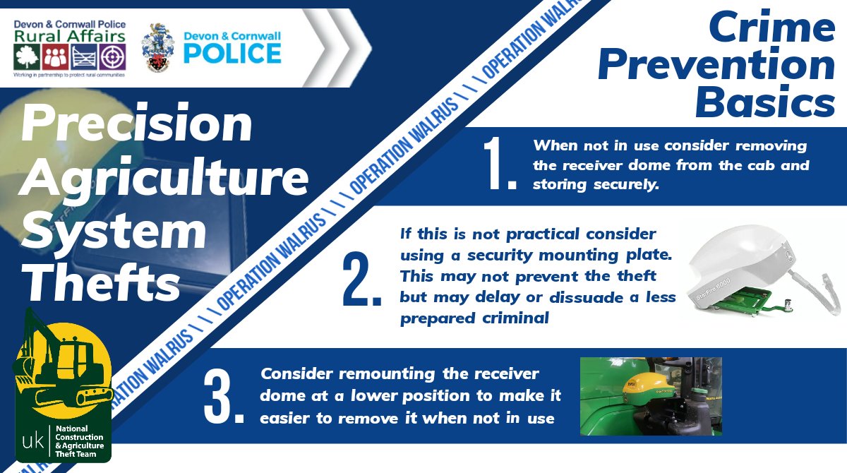 The simplest way to reduce the risk of a #PrecisionAgri system is to #ThinkREMOVE
#REMOVE receiver when not in use
#REMOVE the ability to quickly steal it by using a security mounting solution
Relocate to a lower location to make it easier to #REMOVE when not in use
#OPWALRUS