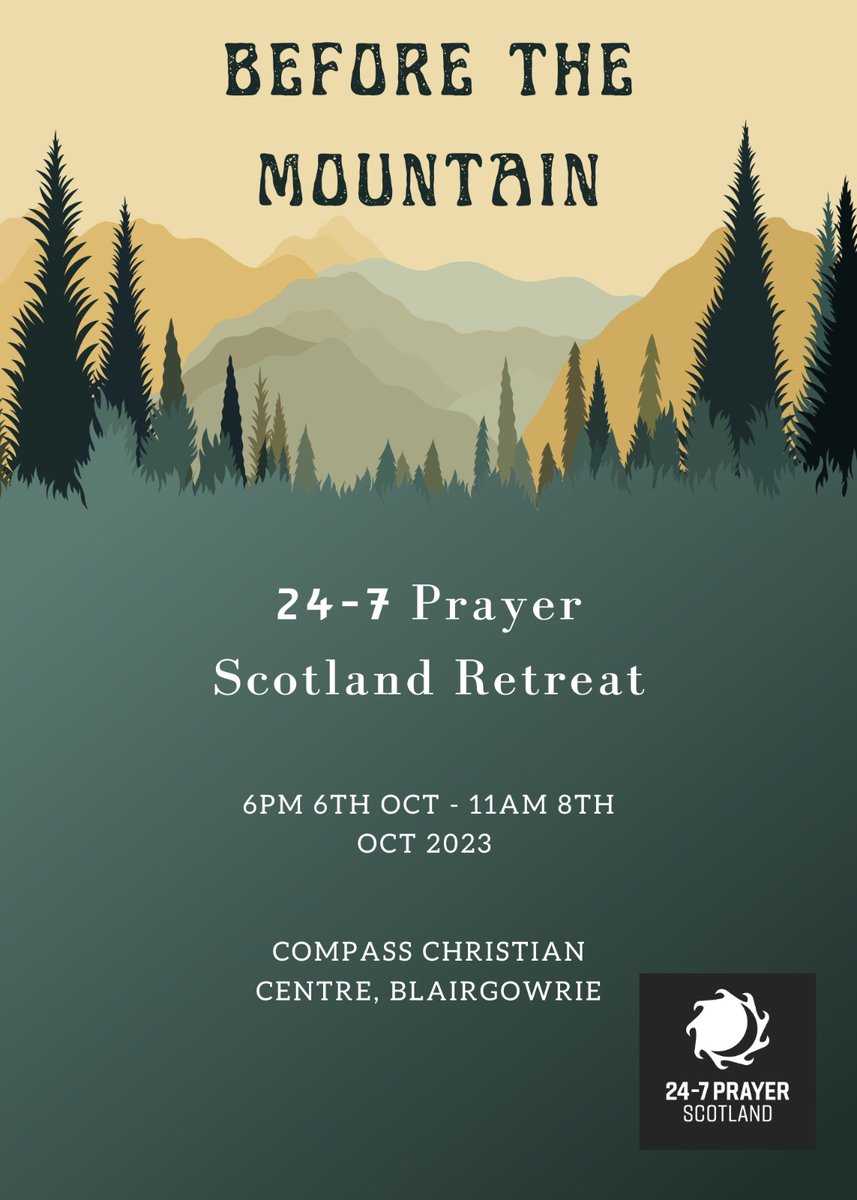 REGISTRATION CLOSES TOMORROW!!!

We have a fews spaces left for our autumn retreat.
Join us in the beautiful Cairngorms for a weekend of time with God both alone &amp; together, in the beautiful Cairngorms.

For details and to register, go to: 247prayerscotland.churchsuite.com/events/g3ejgoi…

#retreat #pause