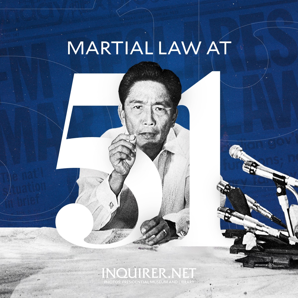 inquirerdotnet's tweet photo. MARTIAL LAW AT 51

Today, Sept. 21, marks the 51st year of dictator Ferdinand Marcos’ declaration of martial law — described by many Filipinos as one of the darkest chapters in Philippine history. #NeverAgain #NeverForget

READ: https://t.co/OkV6eio0da; https://t.co/zHOjXlt1bh https://t.co/h2lY1hYDFc