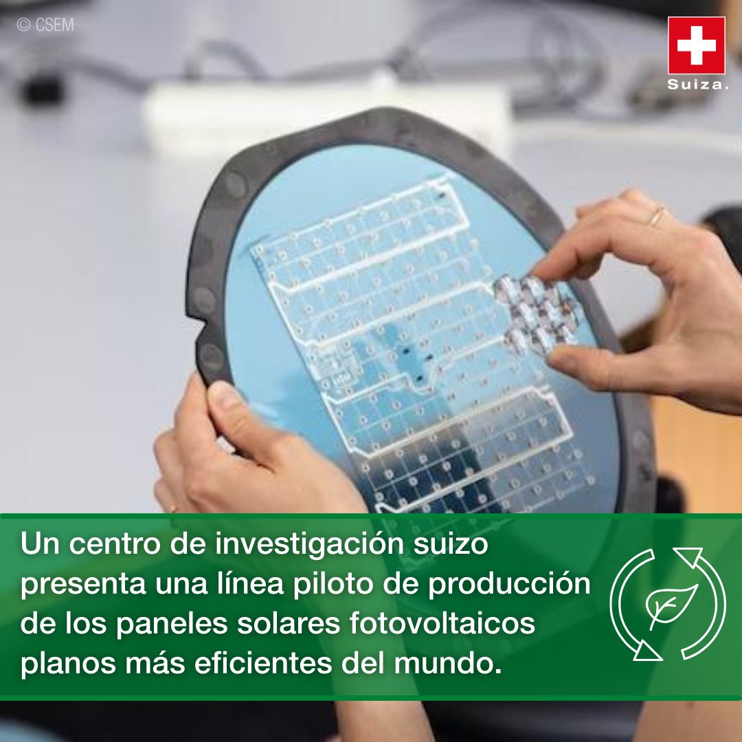 SuizaChile's tweet photo. El proyecto #Hiperion, una colaboración suiza con la Unión Europea, acaba de concluir tras cuatro años de desarrollo. Se trata de los paneles solares fotovoltaicos planos más eficientes del mundo, con una eficiencia superior al 29% https://t.co/LgpBIoYrcX