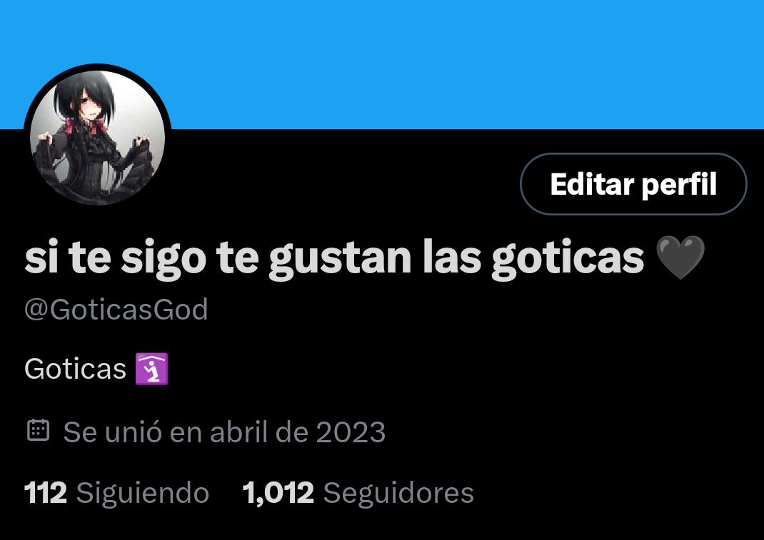 GoticasGod's tweet photo. 1000 seguidores waos https://t.co/b5BwKCd4Ah