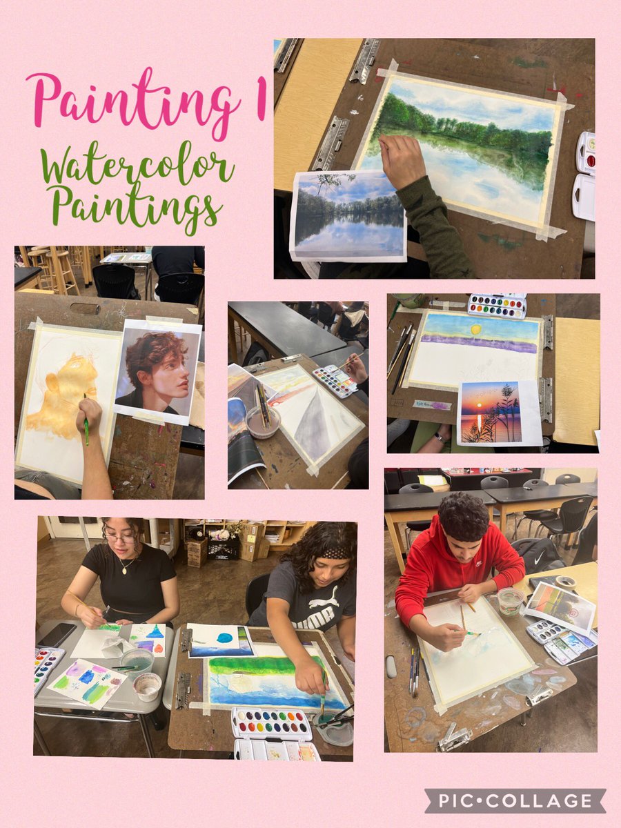 Painting 1 <a href="/mineolahs/">Mineola High School</a> is exploring space within the picture plane, color mixing, and textures in nature as they navigate their creativity in watercolor painting. <a href="/MineolaFineArts/">MineolaFineArts</a> #MineolaProud 🖌🎨❤️