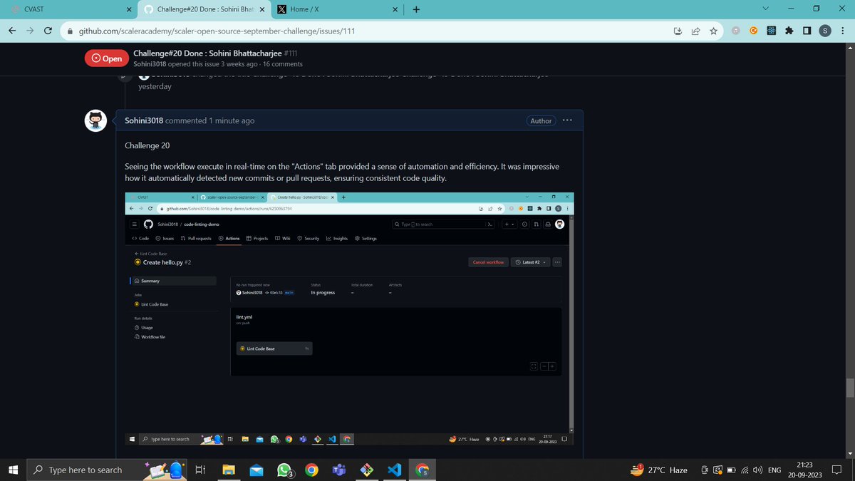 SohiniB30's tweet image. Hello All, I have completed #task20 of #OpenSourceSep Challenge with @Scaler_Official Discord Community.

This helps me stay consistent with coding.
You can join the community HERE  bit.ly/discord-l 
#Opensourcesep #ScalerDiscord