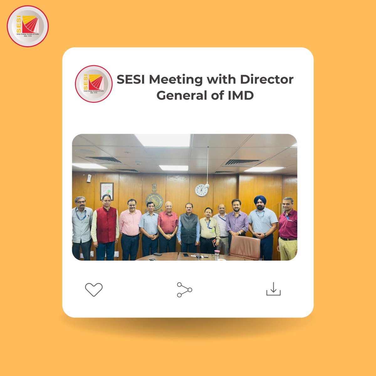 Solar Energy Society of India (@solarenergyind) on Twitter photo Shaping a Brighter Tomorrow! ๐๐ฆ๏ธ SESI officials had a fruitful meeting with the Director General of #India Meteorological Department <a href="/Indiametdept/">India Meteorological Department</a> on 03/08/2023, forging powerful collaborations for a sustainable energy future. ๐ค๐โ๏ธ
#SESI #RenewableEnergy #ClimateAction Shaping a Brighter Tomorrow! ๐๐ฆ๏ธ SESI officials had a fruitful meeting with the Director General of #India Meteorological Department <a href="/Indiametdept/">India Meteorological Department</a> on 03/08/2023, forging powerful collaborations for a sustainable energy future. ๐ค๐โ๏ธ
#SESI #RenewableEnergy #ClimateAction
