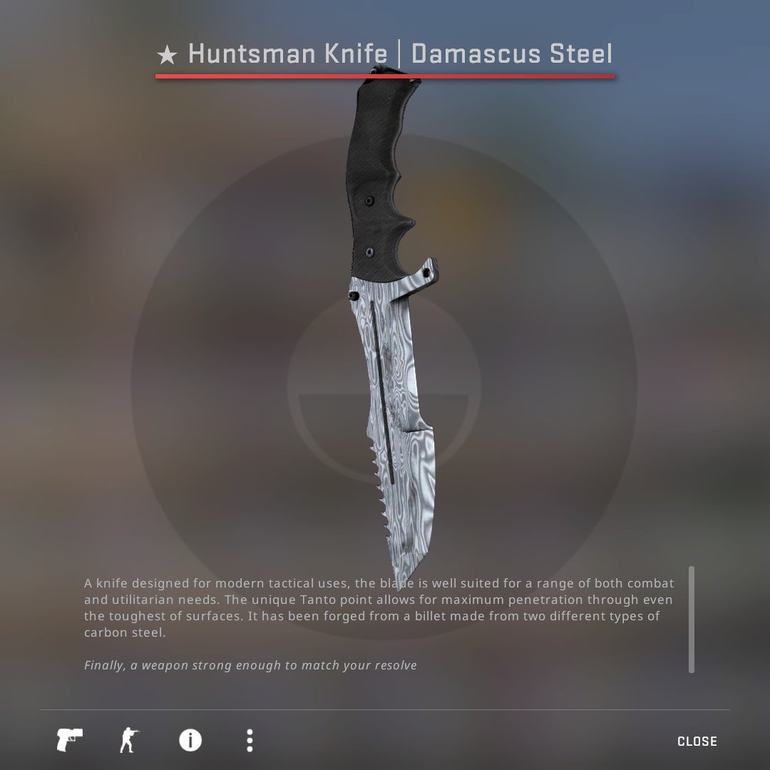 GIVEAWAY:
★ Huntsman Knife | Damascus Steel (MW)

Steps to Enter:
1. Follow <a href="/5ch0lli/">5ch0lli</a> 
2. Like the Tweet
3. Retweet
4. Mark one Friend

Entries Close: September 30th, 18:00 CET

Good Luck!