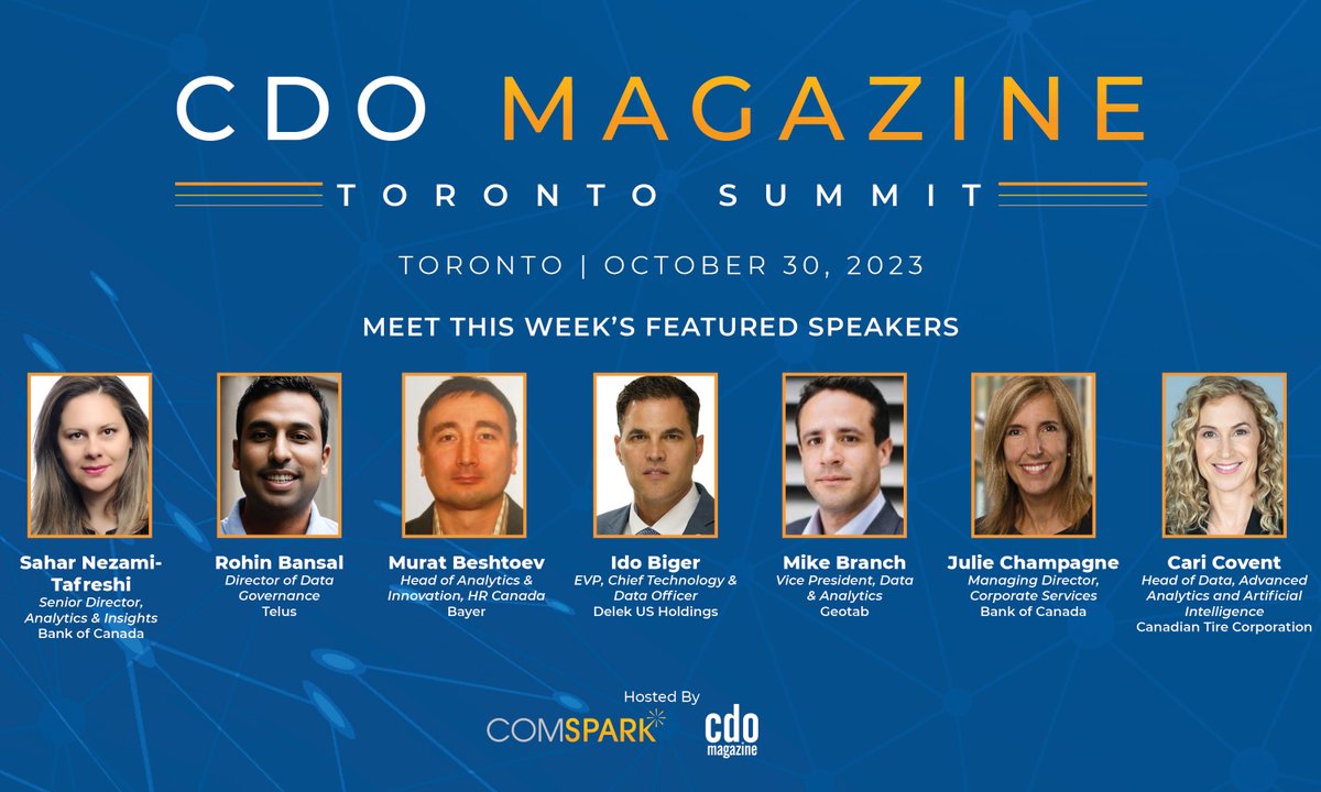 Meet a few of our leading industry experts who are among the 50+ speakers at the #CDOMagazineTorontoSummit hosted by CDO Magazine. Get ready for an inspiring day of insights, networking, and knowledge-sharing!

🔗 Claim your COMPLIMENTARY registration: hubs.ly/Q022NC_F0