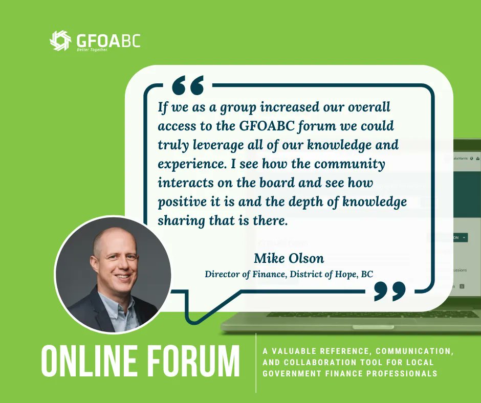 Curious about the Online Forum and think it could help you as a government finance professional? The Forum is a place where members can ask questions, as well as share knowledge and experience. Hear it from Mike Olson, Director of Finance–@DistrictofHope! buff.ly/3RaCIJc