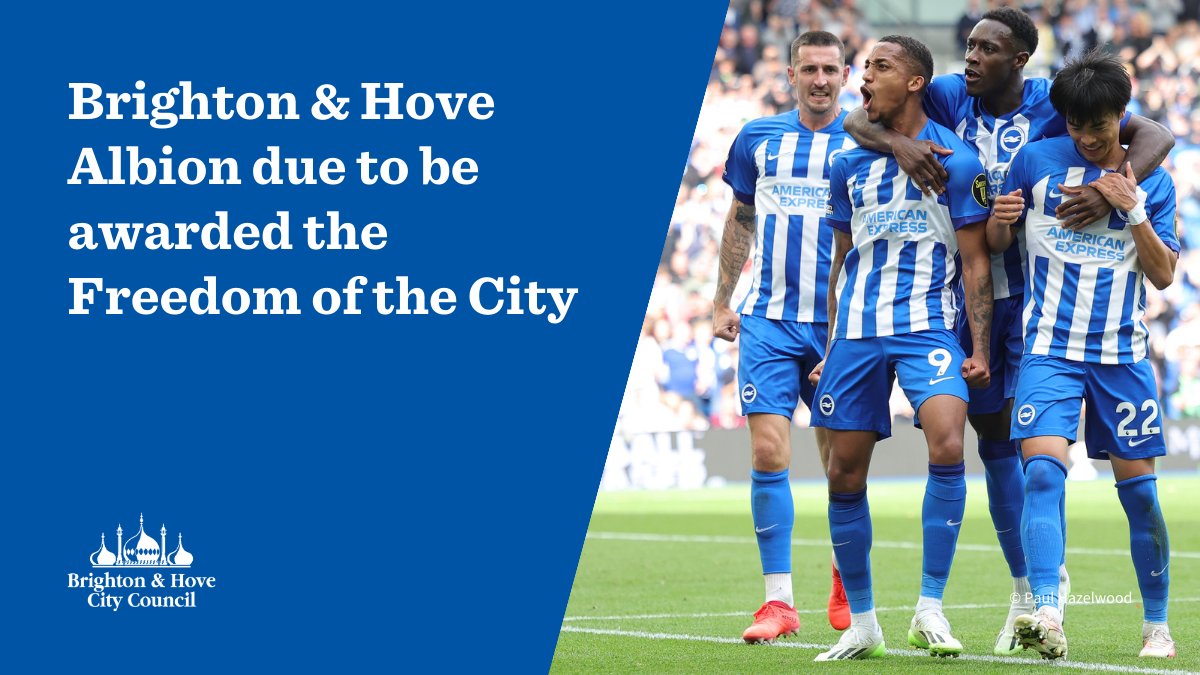 As the city celebrates Brighton & Hove Albion’s first game in the Europa League, the team is due to be honoured with the Freedom of the City. 
The honour will be voted on at a special council meeting in November.
➡️ Read more: ow.ly/2M4E50PNU7k
#UpTheAlbion