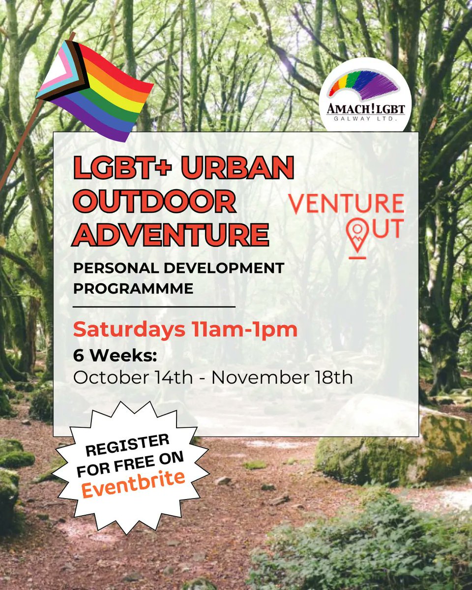 Want to make new friends while learning more about yourself and the outdoors? This autumn we are running an LGBT+ Urban Outdoor Adventure Programme with Venture Out in Galway City!

Find out more and sign-up for free through our Eventbrite here: buff.ly/3ZjQBXq