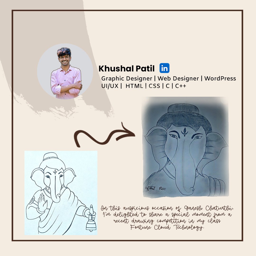 iamkrp8877's tweet photo. #happyganeshchaturthitoall!

On this auspicious occasion of Ganesh Chaturthi, I'm delighted to share a special moment from a recent drawing competition in my class Fortune Cloud Technology. 🎨 https://t.co/cVdwEnP1bp