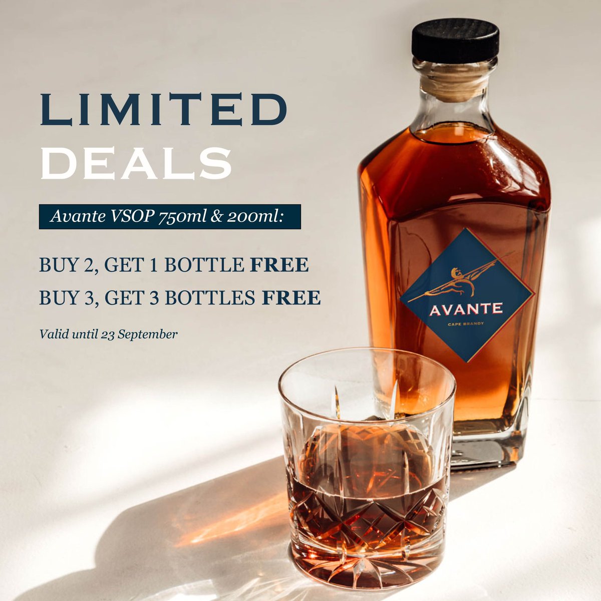 Our pre-sale campaign ends at 9pm CAT, Sat 23 Sept, just before kick-off. It is your last chance to grab amazing deals on world class brandy and join the #AvanteGuarde and stand a chance to win the last 2 tix + flights to RWC 2023 check out bit.ly/AvanteBrandy #AvanteBrandy